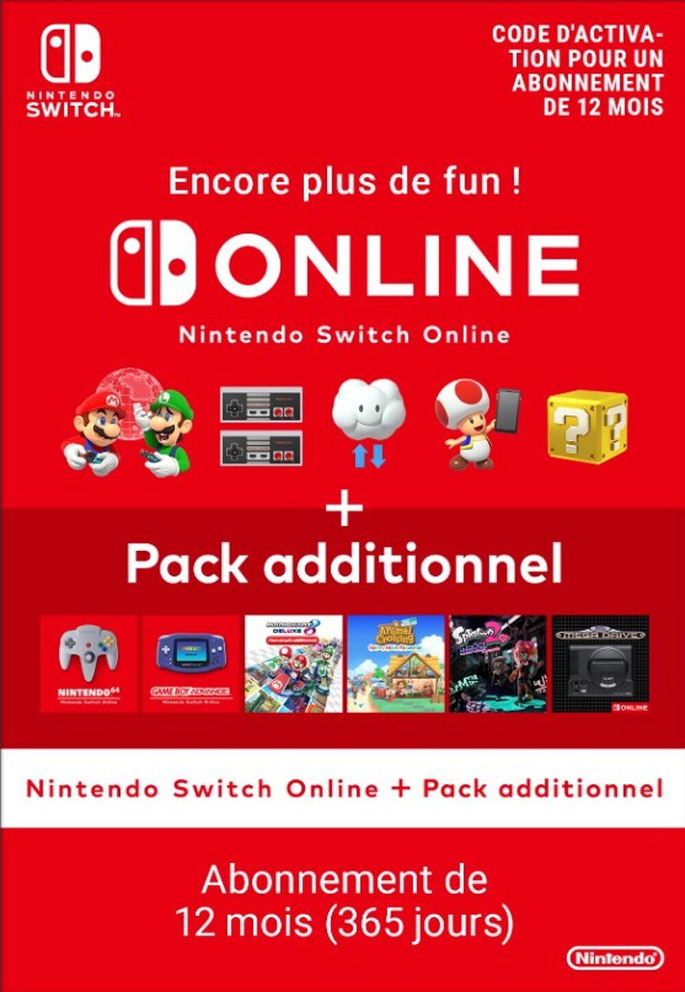 Abonnement+Individuel+De+12+Mois+Au+Nintendo+Switch+Online+++Pack+Additionnel