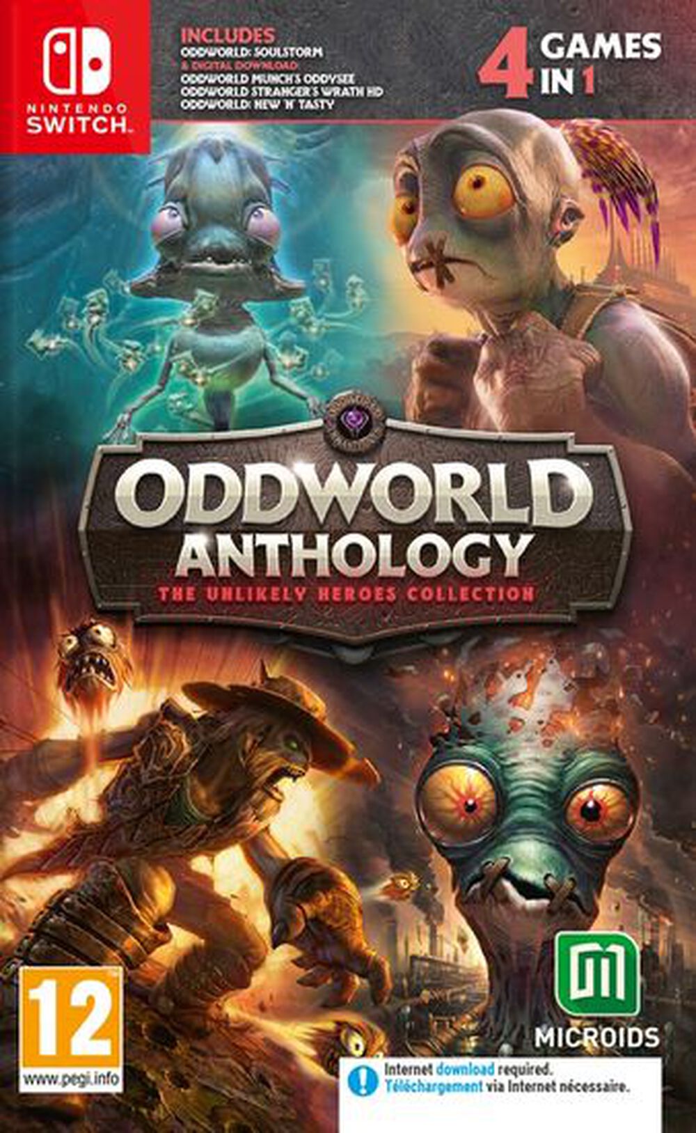 Pochette avant du jeu Oddworld Anthology The Unlikely Heroes Collection SWITCH