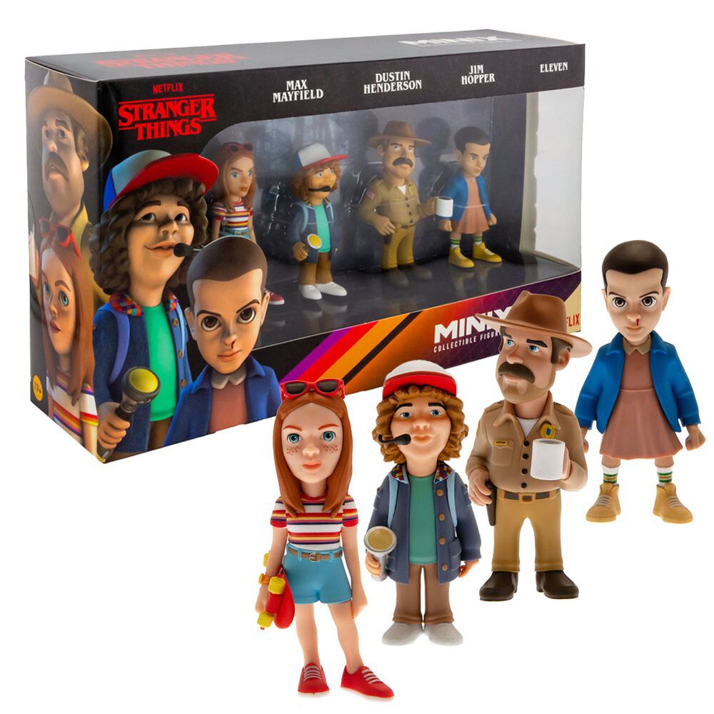 Figurine Minix 12 Cm - Stranger Things - Pack De 4 (eleven Dustin Hopper Max)