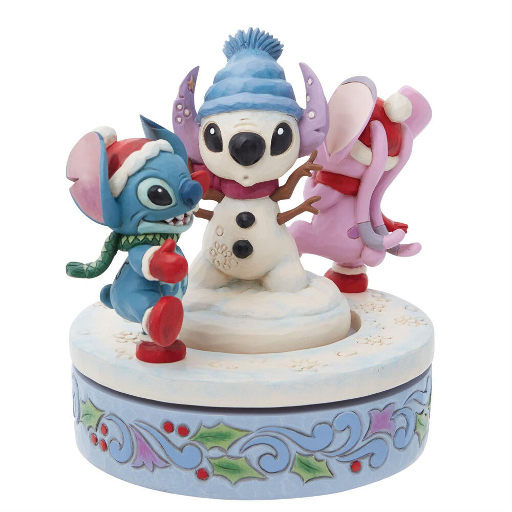 Figurine - Disney Tradition - Stitch & Angel Avec Bonhomme De Neige