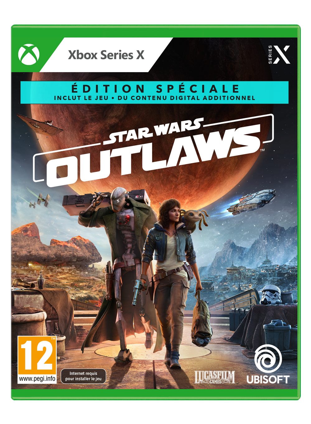 Pochette avant du jeu Star Wars Outlaws Edition Spéciale D1 Exclusivité Micromania XBOX SERIES X