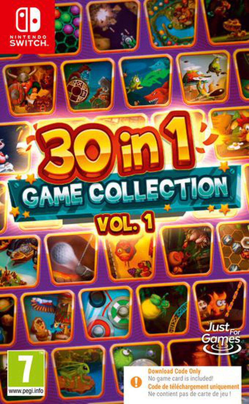 Pochette avant du jeu 30 in 1 Game Collection Vol. 1 Code in a box Nintendo Switch