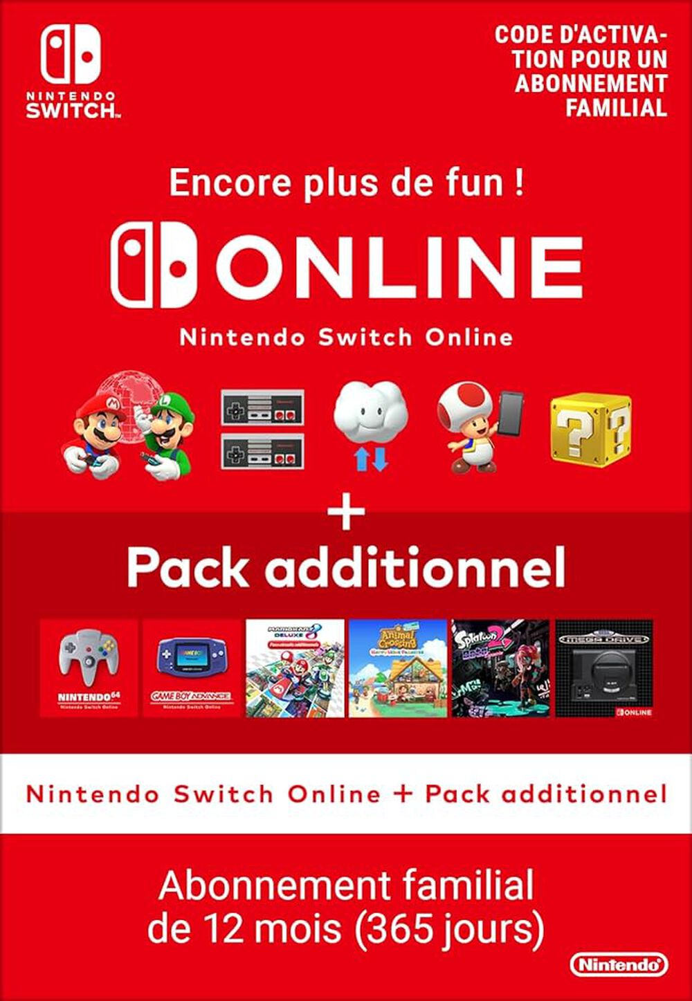 Abonnement+Familial+De+12+Mois+Au+Nintendo+Switch+Online+++Pack+Additionnel